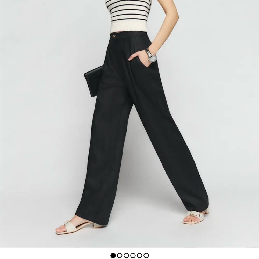 Reformation Black Wide Leg Linen Pants